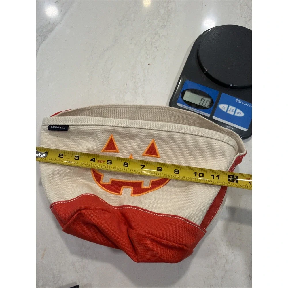 Lands End Halloween Canvas Bucket Tote Bag Jack-0- Lantern 